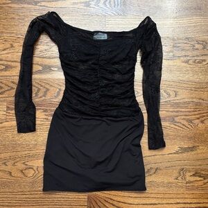 Elegant Black Peppermayo Lace Mini Dress, Size 2